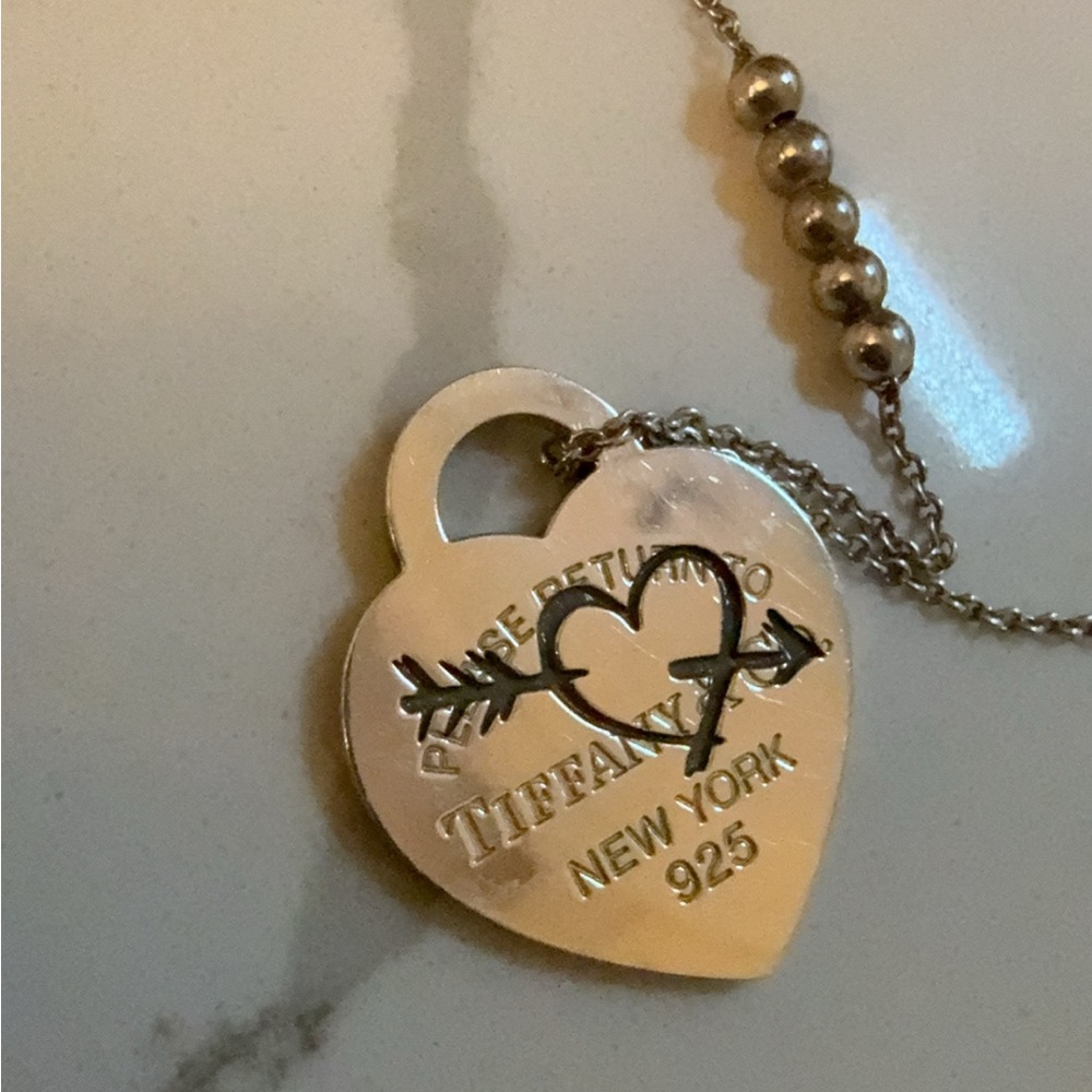 Tiffany & Co. Silver Heart Padlock Necklace with Arrow Motif